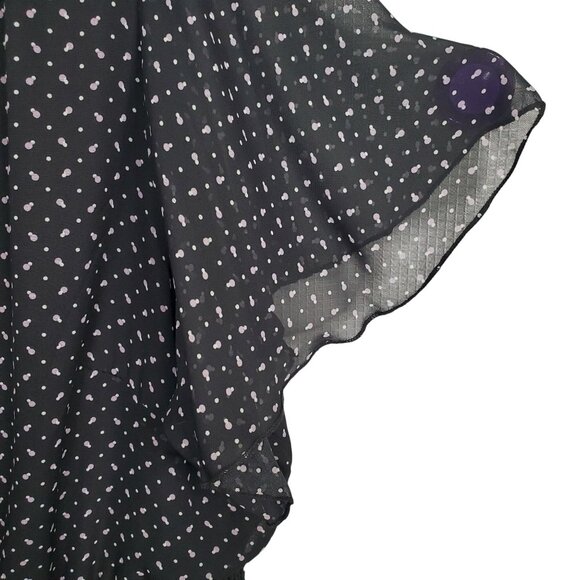 Lane Bryant 26 28 Dress Chiffon Polka Dot Maxi Flutter Sleeve Smocked Waist Lace - Picture 12 of 14